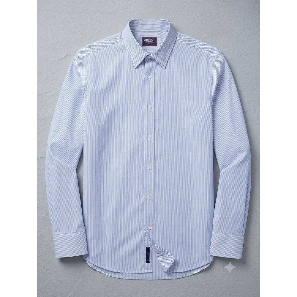 UNTUCKit Bordeaux WF Slim Fit Blue White Stripe Cotton Button Down Shirt XL